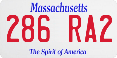 MA license plate 286RA2