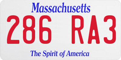 MA license plate 286RA3