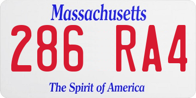 MA license plate 286RA4