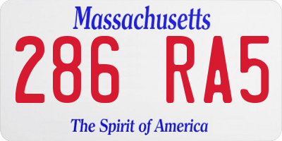 MA license plate 286RA5