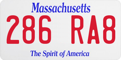 MA license plate 286RA8