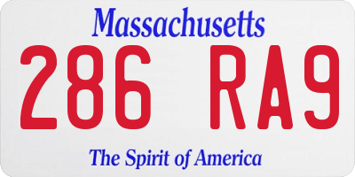 MA license plate 286RA9