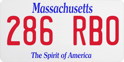 MA license plate 286RB0
