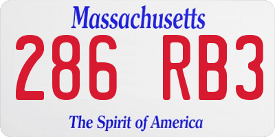 MA license plate 286RB3