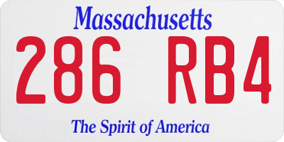 MA license plate 286RB4