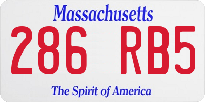 MA license plate 286RB5