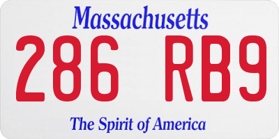 MA license plate 286RB9