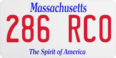 MA license plate 286RC0