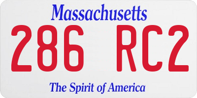 MA license plate 286RC2