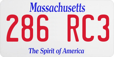 MA license plate 286RC3