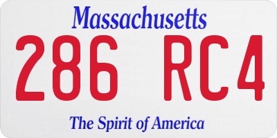 MA license plate 286RC4