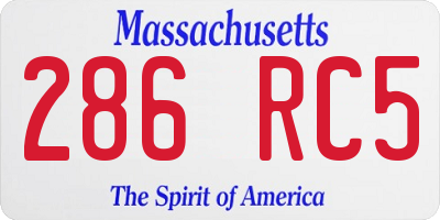 MA license plate 286RC5