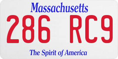 MA license plate 286RC9