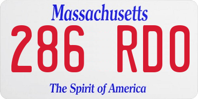 MA license plate 286RD0