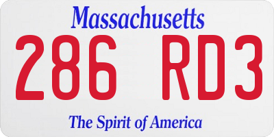 MA license plate 286RD3