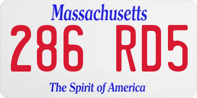 MA license plate 286RD5