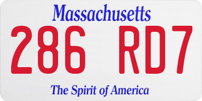 MA license plate 286RD7
