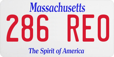 MA license plate 286RE0