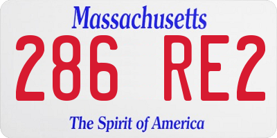 MA license plate 286RE2