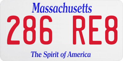 MA license plate 286RE8