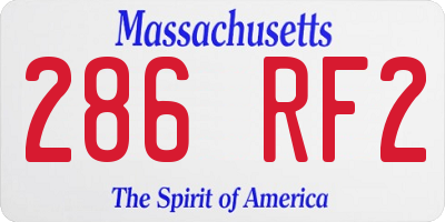MA license plate 286RF2