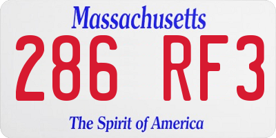 MA license plate 286RF3
