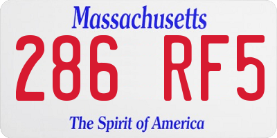 MA license plate 286RF5