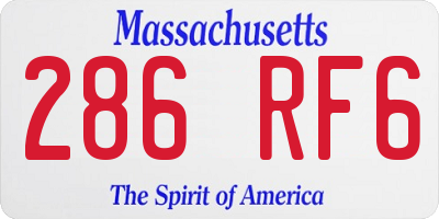 MA license plate 286RF6