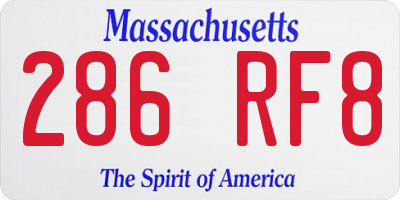 MA license plate 286RF8