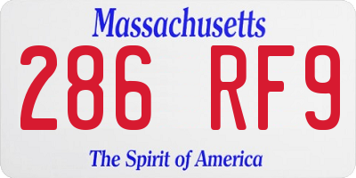 MA license plate 286RF9