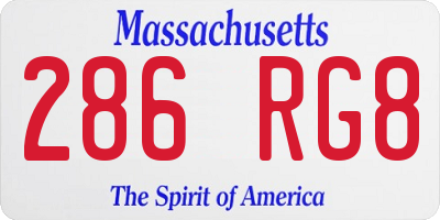 MA license plate 286RG8
