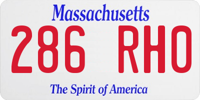 MA license plate 286RH0