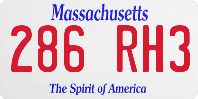 MA license plate 286RH3