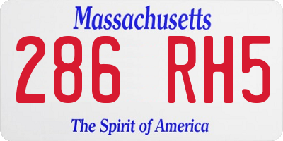MA license plate 286RH5