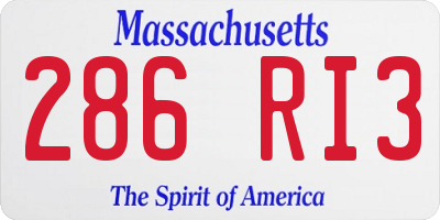 MA license plate 286RI3
