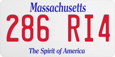 MA license plate 286RI4