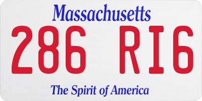 MA license plate 286RI6
