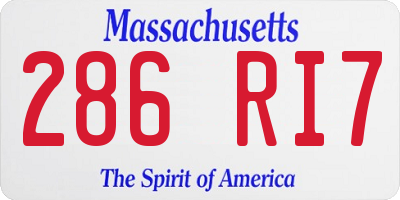 MA license plate 286RI7
