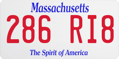 MA license plate 286RI8