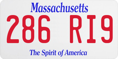 MA license plate 286RI9