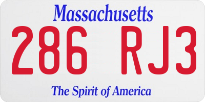 MA license plate 286RJ3