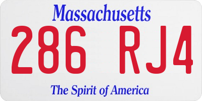 MA license plate 286RJ4