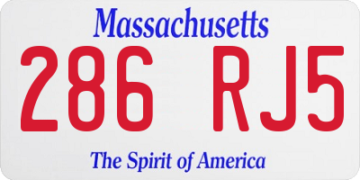 MA license plate 286RJ5