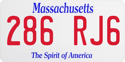 MA license plate 286RJ6