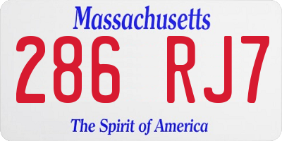 MA license plate 286RJ7