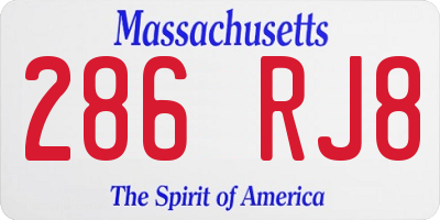 MA license plate 286RJ8
