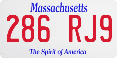 MA license plate 286RJ9