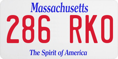 MA license plate 286RK0