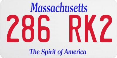 MA license plate 286RK2