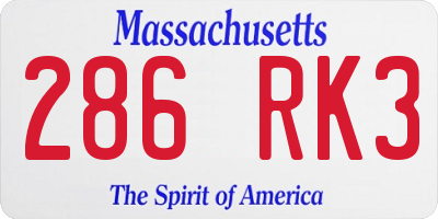 MA license plate 286RK3